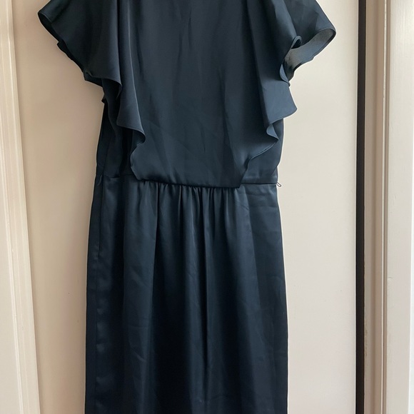 Alex + Alex navy blue mini dress size 6 short cap sleeves side zipper ruffles - Picture 9 of 13